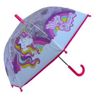 Ombrello Unicorno Trasparente Cupola Manuale 8 Raggi Bambino - X02547mc