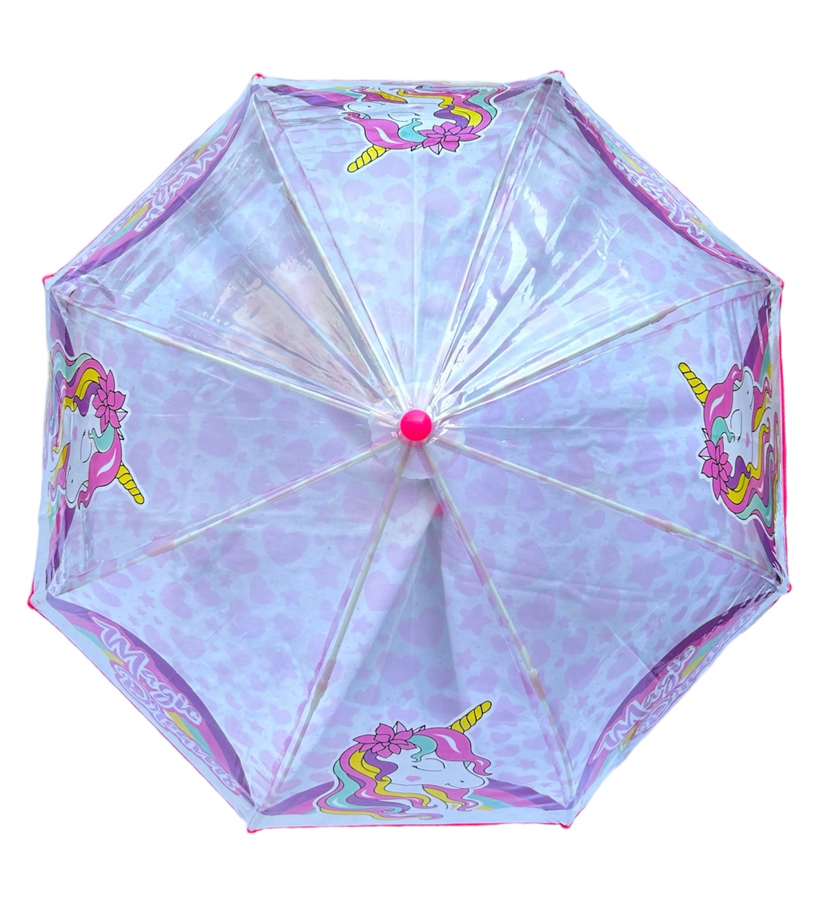 Ombrello Unicorno Trasparente Cupola Manuale 8 Raggi Bambino - X02547mc