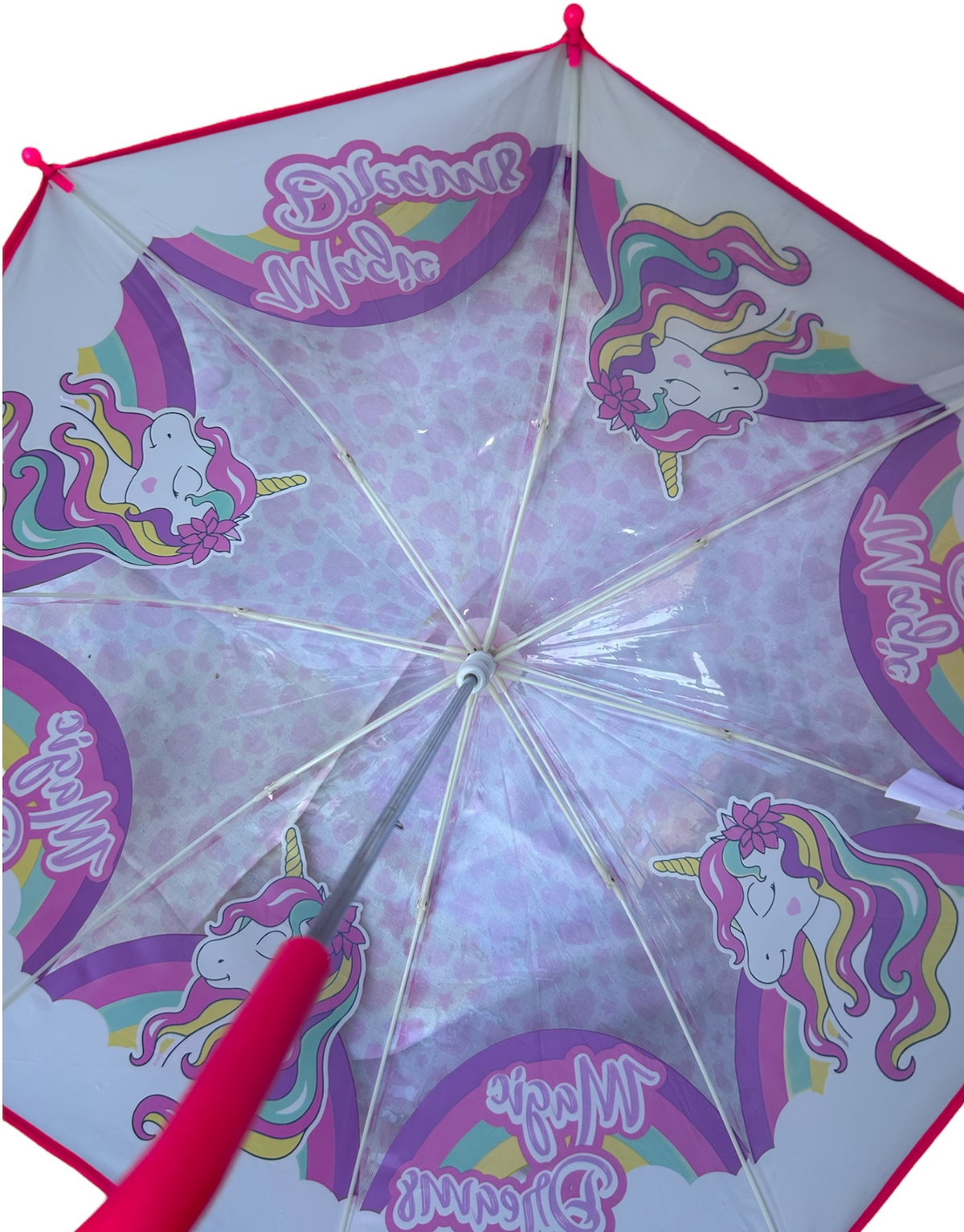 Ombrello Unicorno Trasparente Cupola Manuale 8 Raggi Bambino - X02547mc
