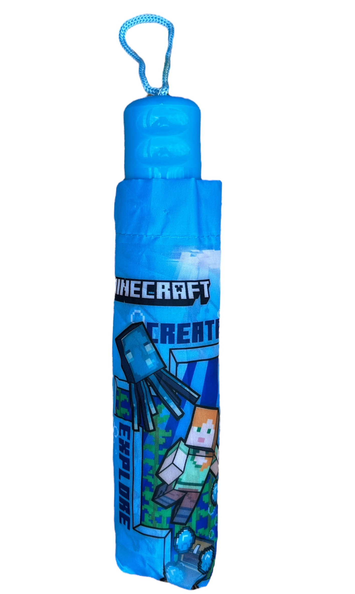 Set Pioggia Mantellina + Ombrello Pieghevole Minecraft 8/9 Anni Bambino - K04381mc+k04378mc