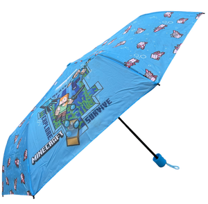 Set Pioggia Mantellina + Ombrello Pieghevole Minecraft 4/5 Anni Bambino - K04381mc+k04378mc