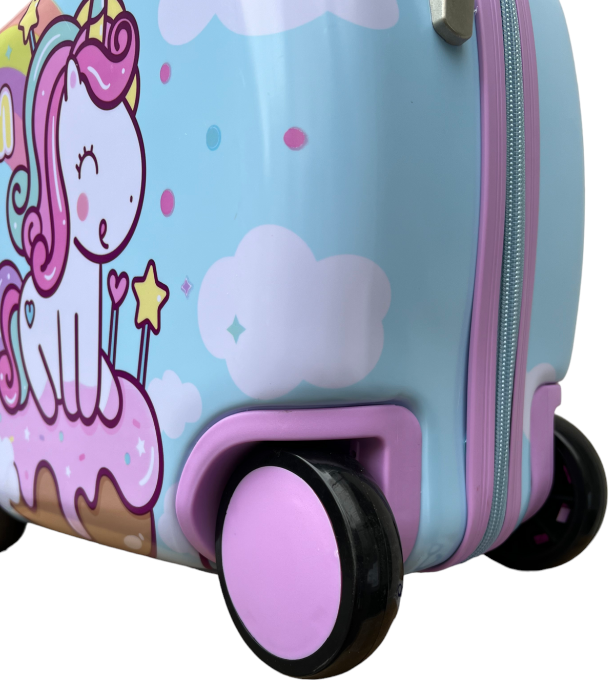 Trolley da Viaggio Cavalcabile Unicorno Valigia in ABS Trainabile con 4 Ruote - X06895mc
