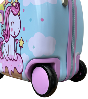 Trolley da Viaggio Cavalcabile Unicorno Valigia in ABS Trainabile con 4 Ruote - X06895mc