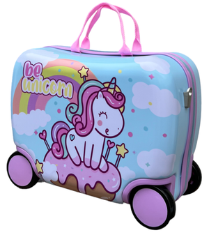 Trolley da Viaggio Cavalcabile Unicorno Valigia in ABS Trainabile con 4 Ruote - X06895mc