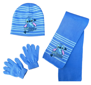 Set 3 Pezzi Stitch DISNEY Cappello Sciarpa Guanti Taglia Unica Bambini - D08251mc