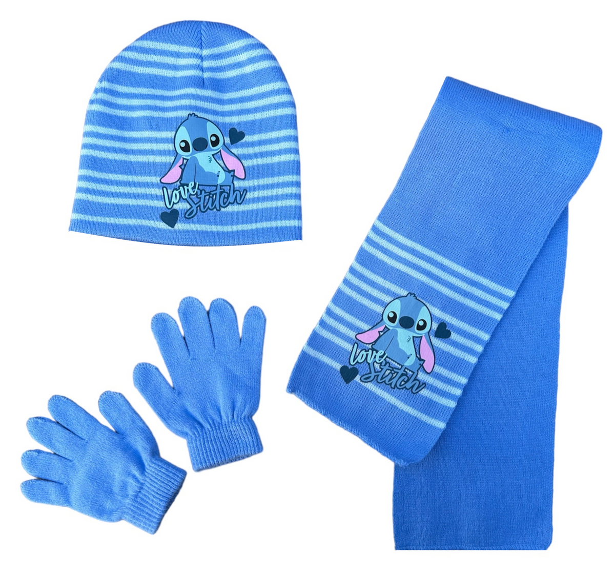 Set 3 Pezzi Stitch DISNEY Cappello Sciarpa Guanti Taglia Unica Bambini - D08251mc