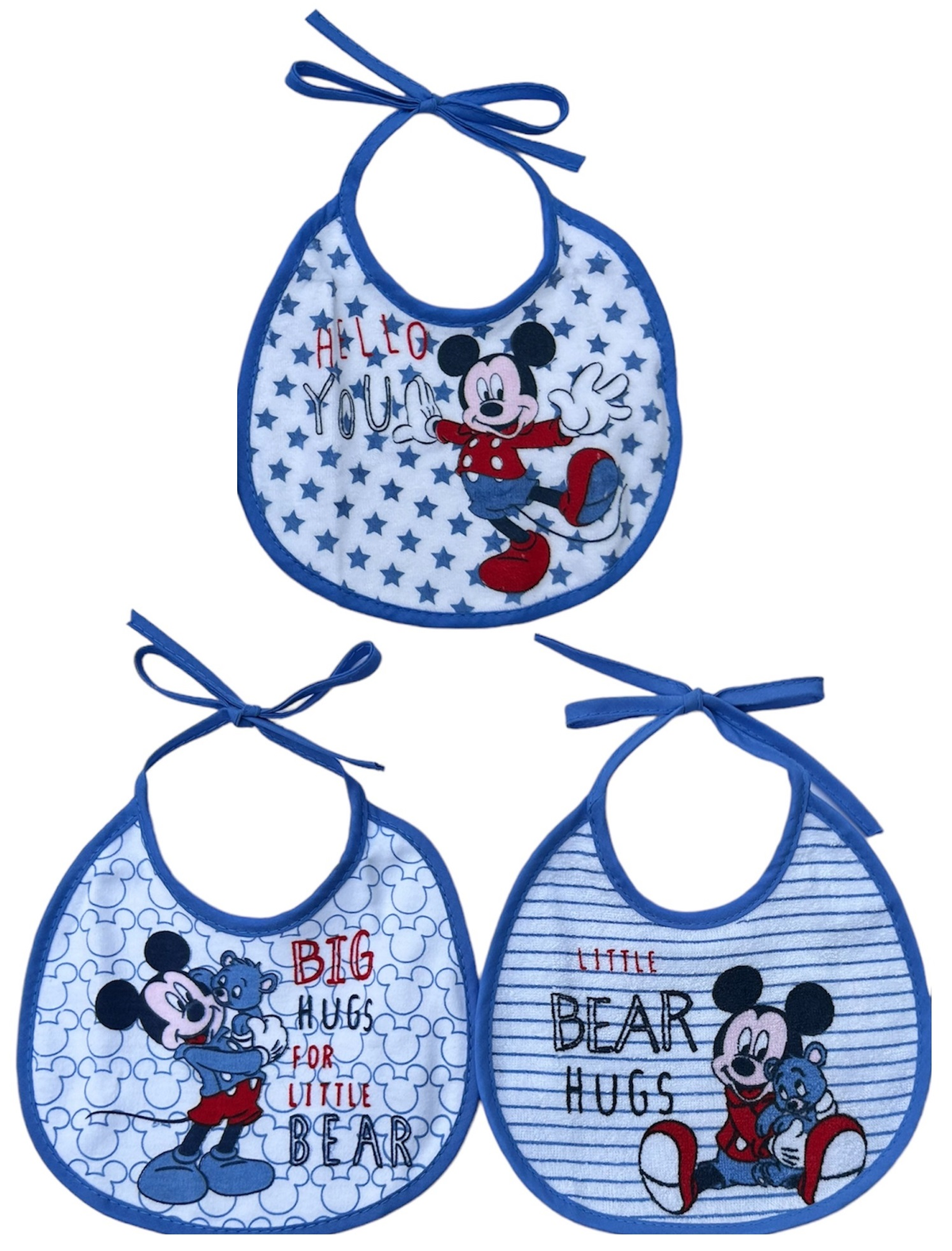 Bavette Topolino DISNEY Set 3 Bavaglini in Tessuto con Scatola - Wd2021