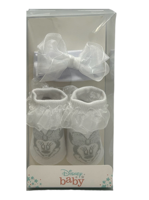 Set Neonata Minnie DISNEY 2 Pezzi Calzini e Fascia in Scatola - Wx6121