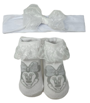 Set Neonata Minnie DISNEY 2 Pezzi Calzini e Fascia in Scatola - Wx6121