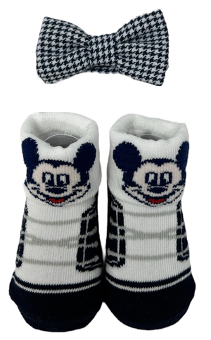 Set Neonato Topolino DISNEY 2 Pezzi Calzini e Papillon in Scatola - Wx6123
