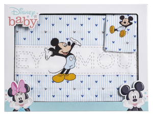 Completo Lettino Culla Topolino DISNEY 3 Pezzi Federa Copriletto Lenzuola - El0232wd