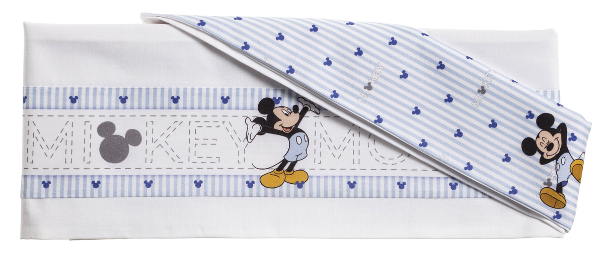 Completo Lettino Culla Topolino DISNEY 3 Pezzi Federa Copriletto Lenzuola - El0232wd
