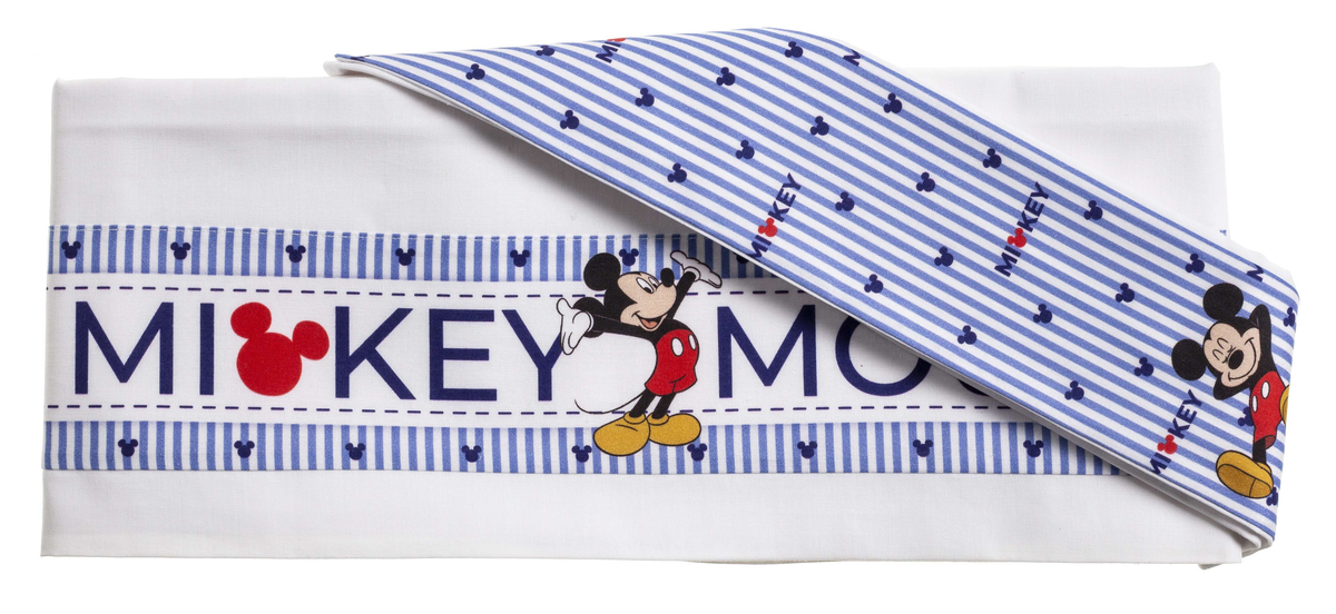 Completo Lettino Culla Topolino DISNEY 3 Pezzi Federa Copriletto Lenzuola - El0232wd