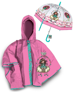 Set Pioggia Mantellina + Ombrello Gorjuss 6/7 Anni Bambina - Gr5743mc+gr742mc