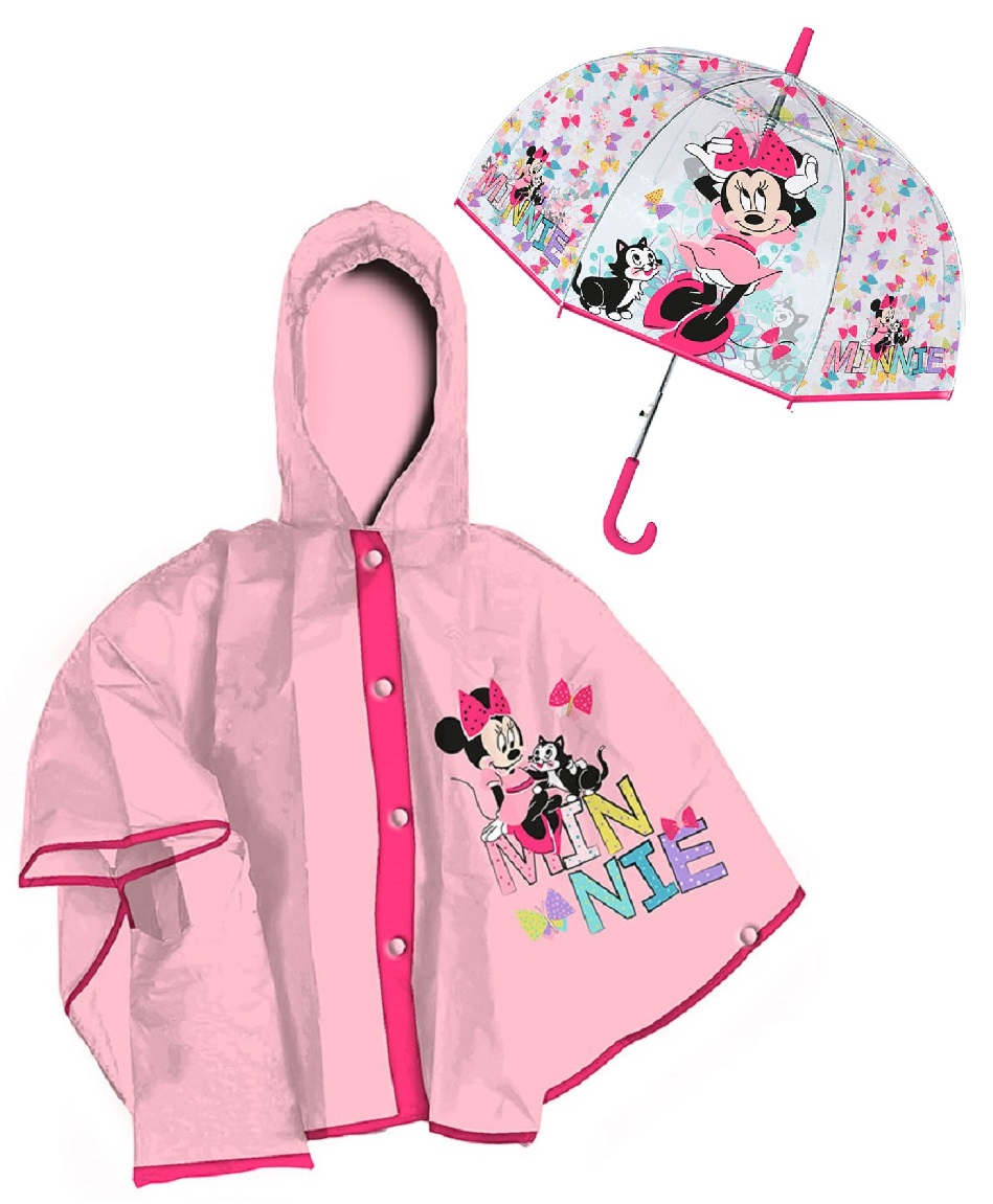Set Pioggia Mantellina + Ombrello Minnie DISNEY 5/6 Anni Bambina - D06524mc+d06523mc
