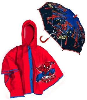 Set Pioggia Mantellina + Ombrello Spiderman MARVEL 7/8 Anni Bambino - M04609mc+m06508mc