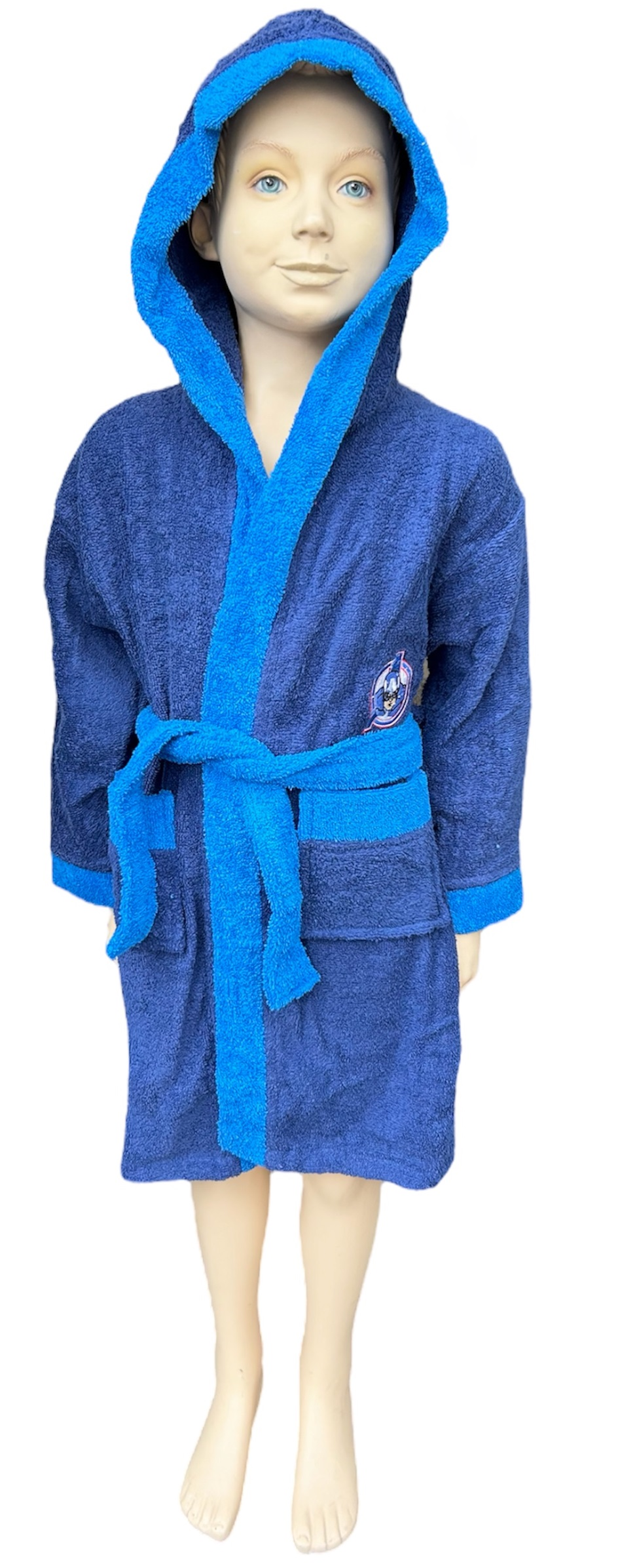Accappatoio in Spugna 100% Cotone Avengers MARVEL Capitan America Accappatoio con Cappuccio e Cintura - Ave0921
