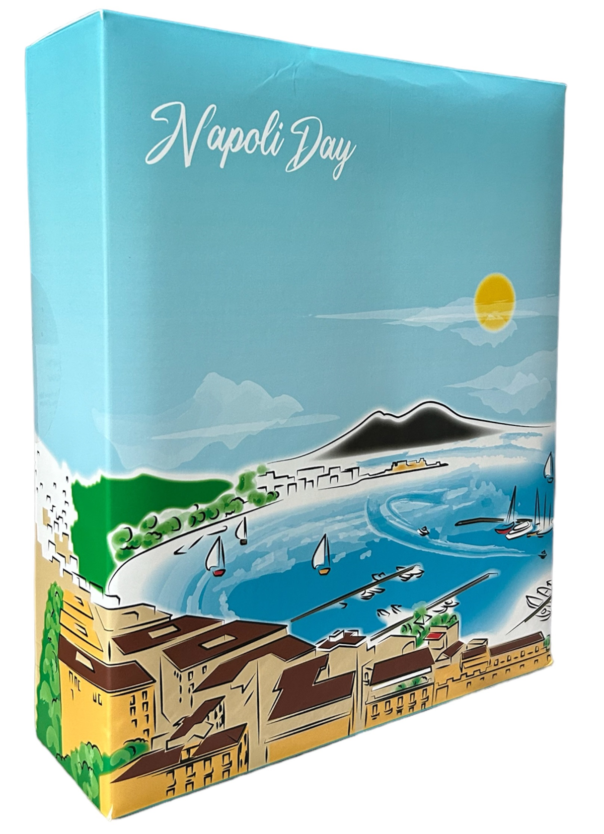 Completo Lenzuola Matrimoniali Golfo di Napoli di Giorno Set Lenzuola Federe 100% Cotone - Nap-1027