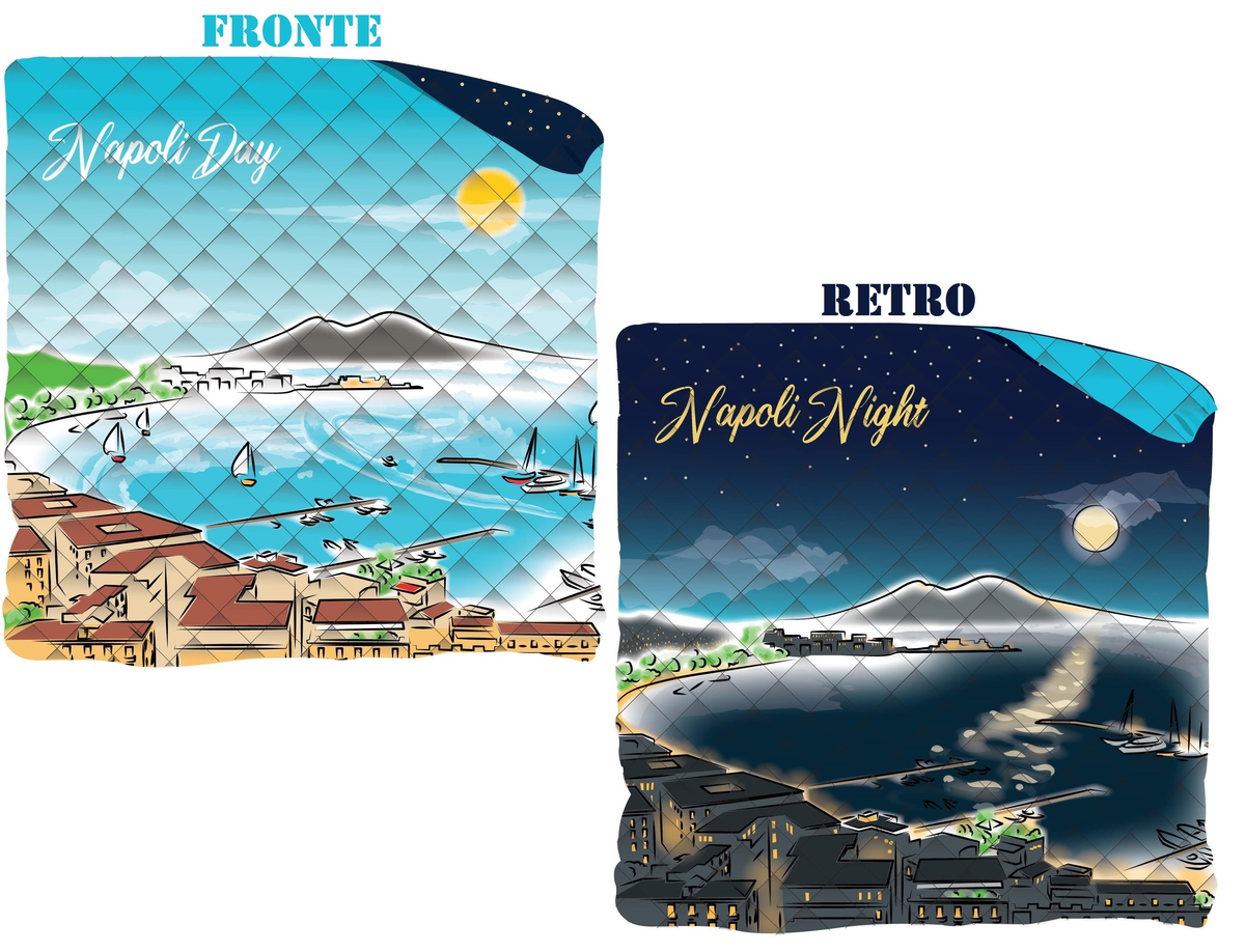 Trapunta Golfo di Napoli Coperta Doubleface Piumone Invernale 350 Gsm Letto Matrimoniale 265x265 CM - Nap-0973