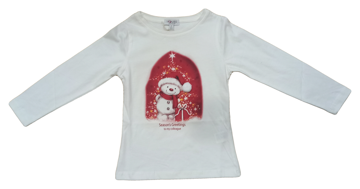 T-Shirt Natalizia M.l. Maglietta Yours Bambina 100% Co - Y7533