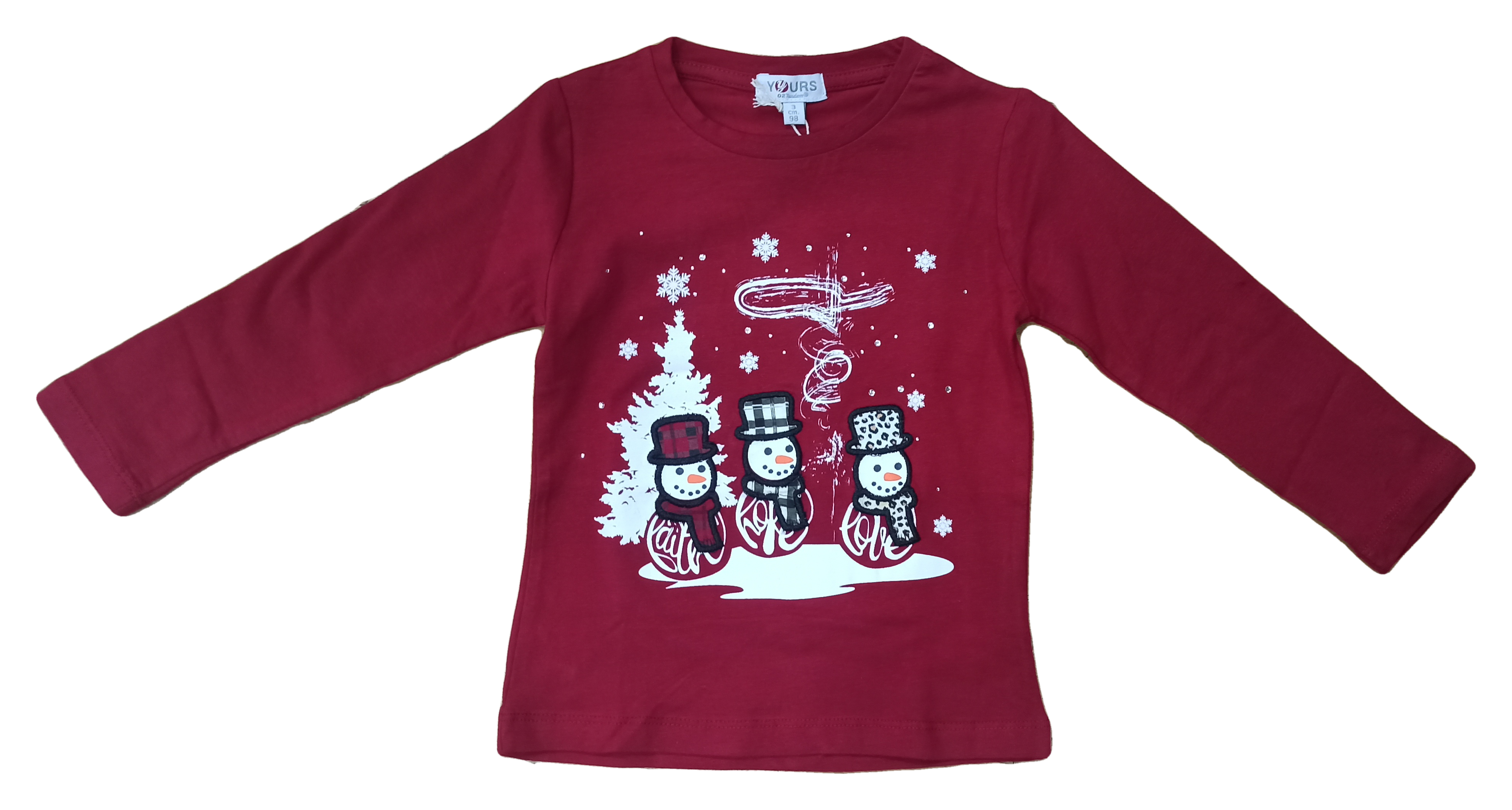 T-Shirt Natalizia M.l. Maglietta Yours Bambina 100% Co - Y7536