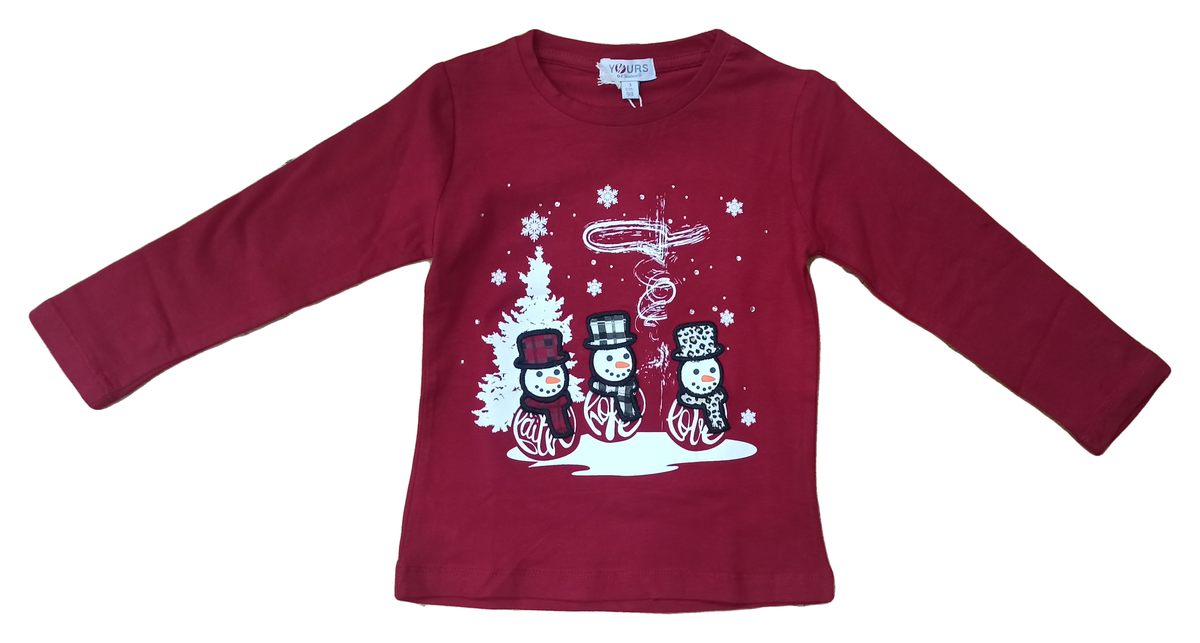 T-Shirt Natalizia M.l. Maglietta Yours Bambina 100% Co - Y7536