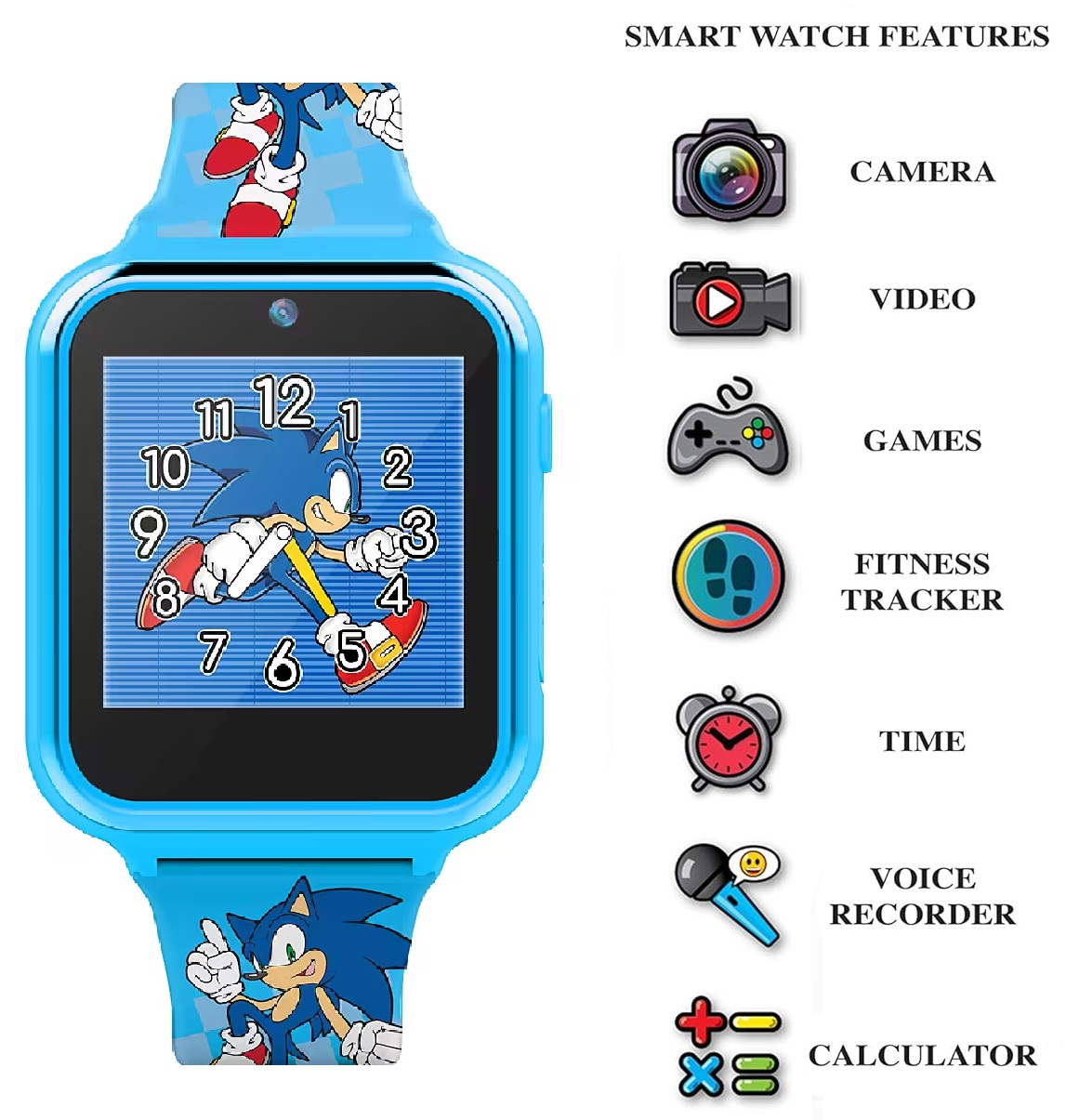 Orologio Interattivo Sonic Smartwatch Gioco Multifunzione con USB - Snc4055