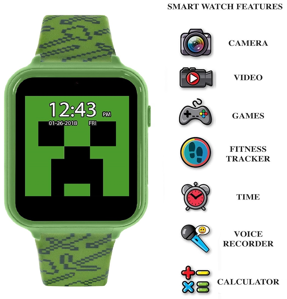 Orologio Interattivo Minecraft Smartwatch Gioco Multifunzione con USB - Min4045