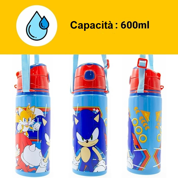 Borraccia in Alluminio con Cannuccia Sonic 600 Ml Apertura Automatica - Sn7142mc