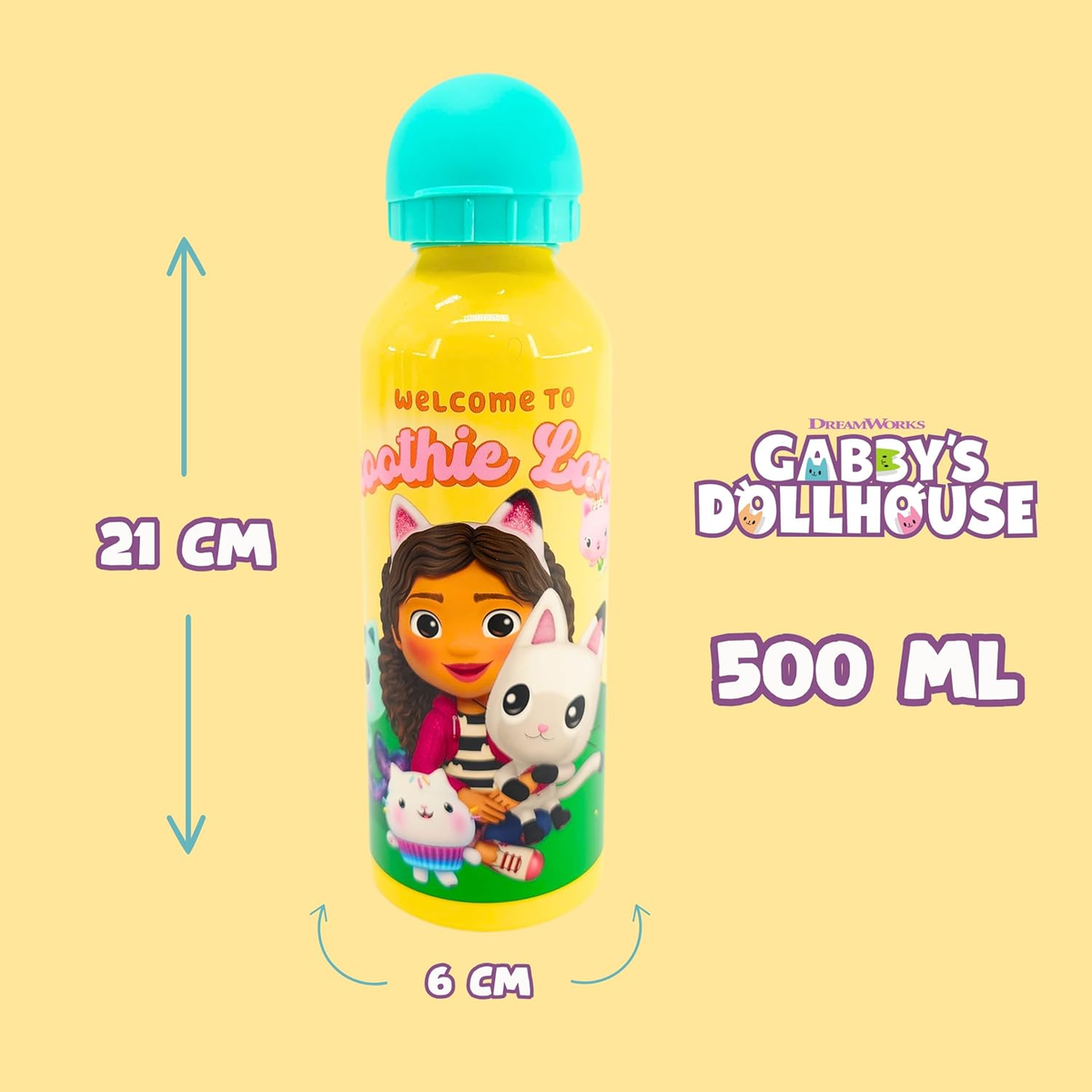Borraccia in Alluminio Gabby's Dollhouse con Beccuccio e Coperchio 500 Ml - Gd00009/t