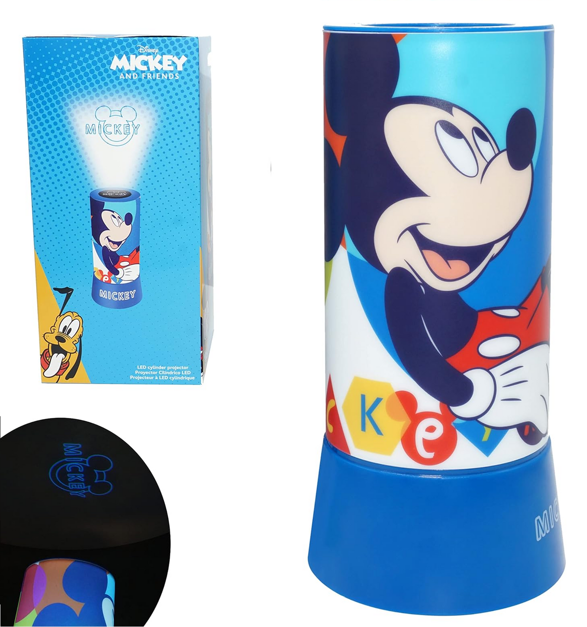 Lampada con Proiettore Topolino DISNEY Luce LED Multicolore Lampada a Batterie - Wd22145