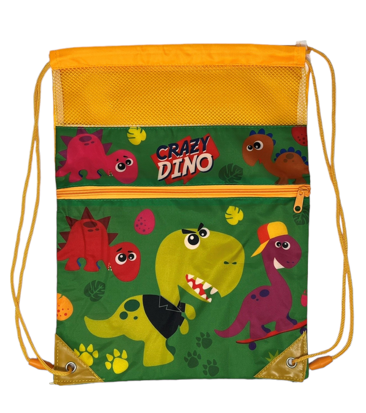 Sacca Dinosauri con Chiusura a Coulisse Tasca Frontale Borsa Tempo Libero Palestra Cm. 40x30 - Kl10995