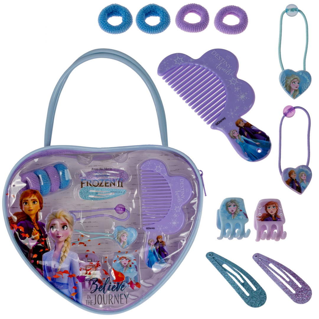 Set Accessori Capelli Frozen DISNEY 11 Pezzi con Borsetta a Forma di Cuore - Wd20768