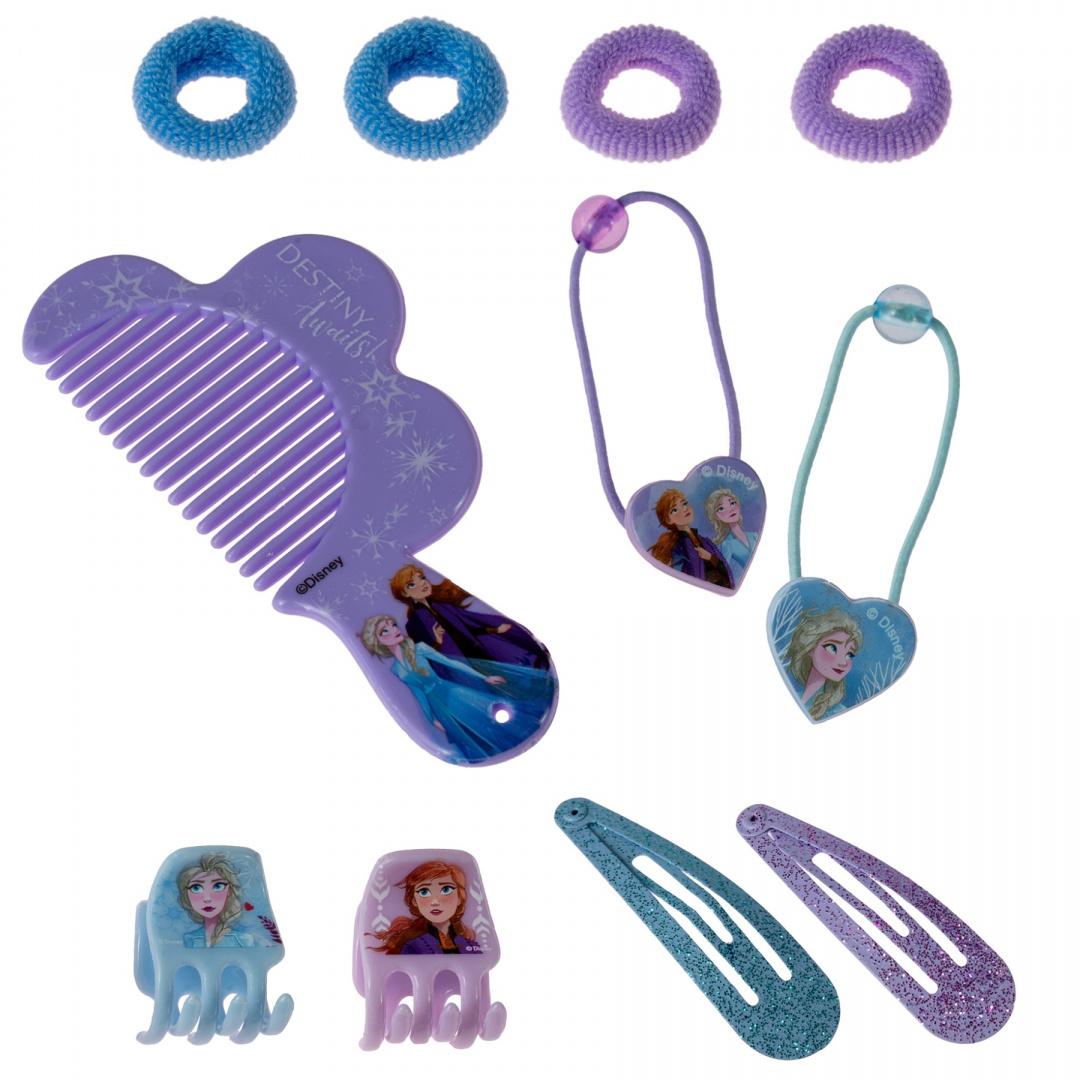 Set Accessori Capelli Frozen DISNEY 11 Pezzi con Borsetta a Forma di Cuore - Wd20768