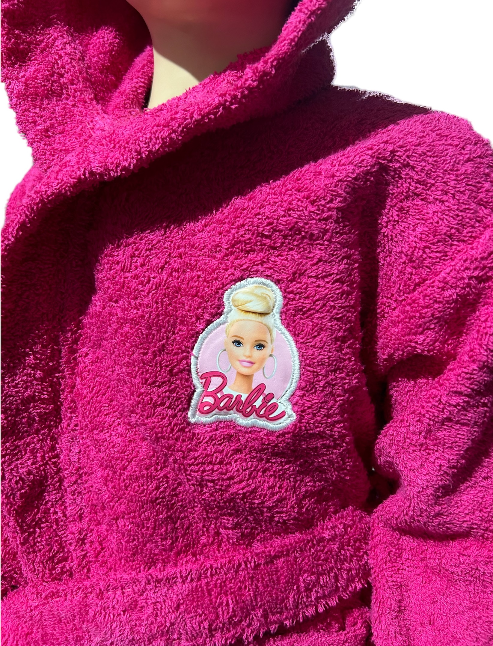 Accappatoio in Spugna 100% Cotone Barbie Accappatoio con Cappuccio e Cintura - Bar-1296