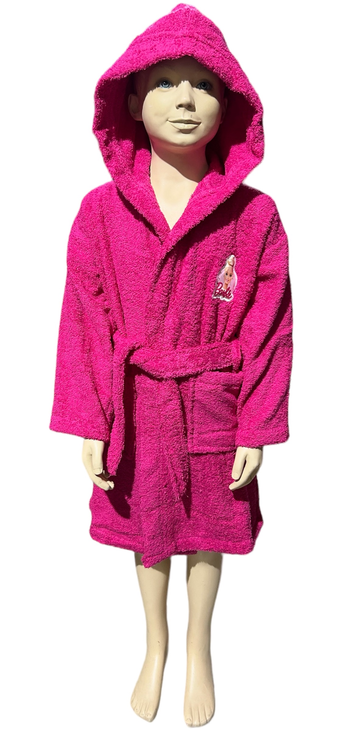 Accappatoio in Spugna 100% Cotone Barbie Accappatoio con Cappuccio e Cintura - Bar-1296