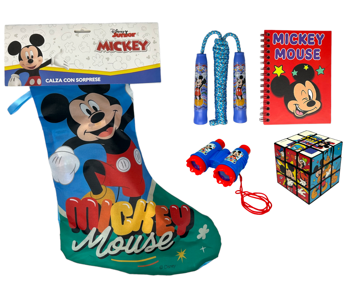 Calza Della Befana con Accessori Topolino DISNEY Calzettone con 4 Giochi per Bambini - Mic1012