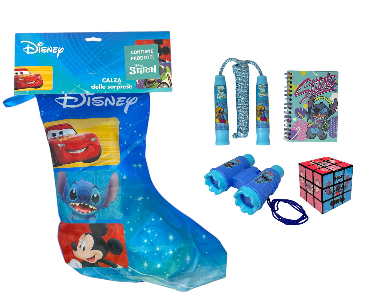 Calza Della Befana con Accessori Stitch DISNEY Calzettone con 4 Giochi per Bambini - Lst1012-B