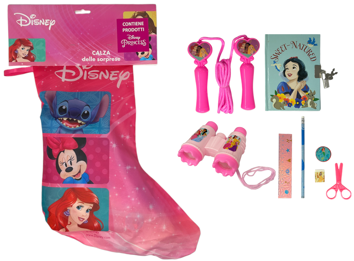 Calza Della Befana con Accessori Principesse DISNEY Calzettone con 4 Giochi per Bambini - Pr1012