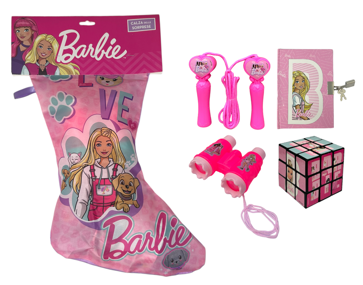 Calza Della Befana con Accessori Barbie Calzettone con 4 Giochi per Bambini - Br1012