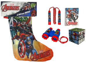 Calza Della Befana con Accessori Avengers MARVEL Calzettone con 4 Giochi per Bambini - Av1012