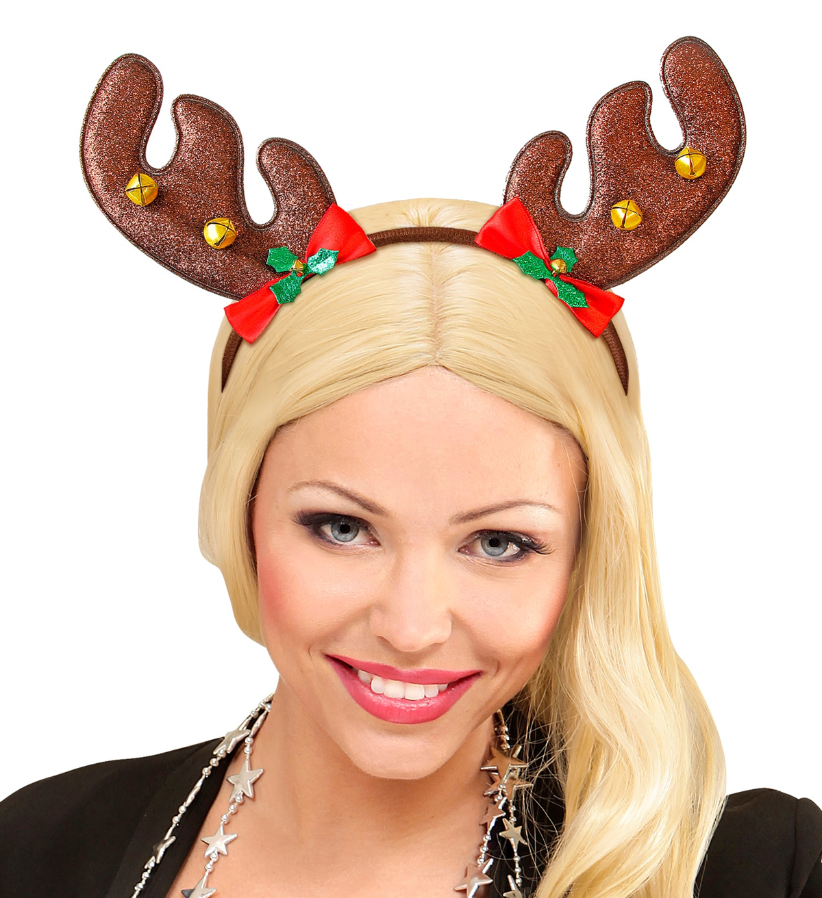 Cerchietto Copricapo Renna con Campanelline Accessorio Abito Vestito Travestimento Natale Carnevale