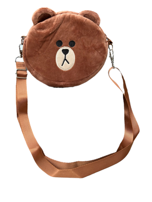Borsa Passeggio in Peluche Orso con Tracolla - Brown