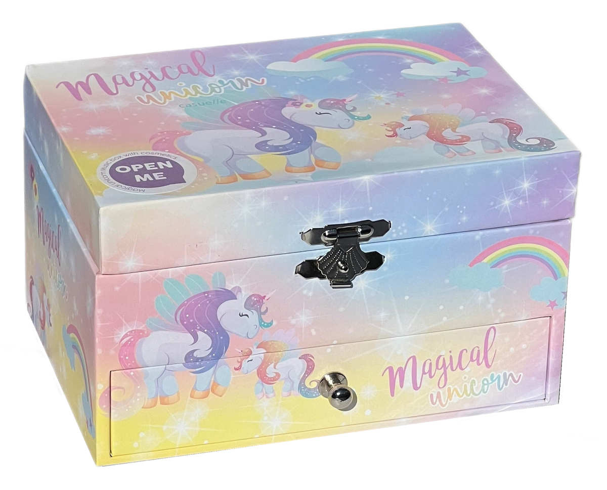 Portagioie Carillon Musicale Unicorno con Trucchi e Smalto Trousse