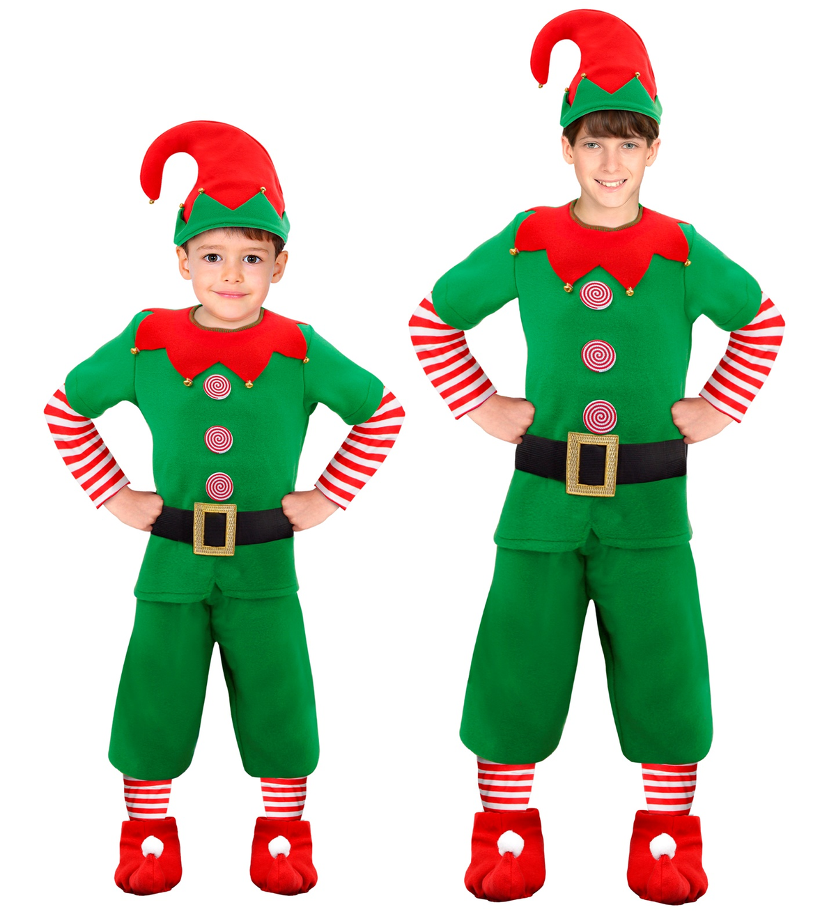 Costume Vestito Abito Travestimento Carnevale Natale Elfo Aiutante di Babbo Natale Bambino