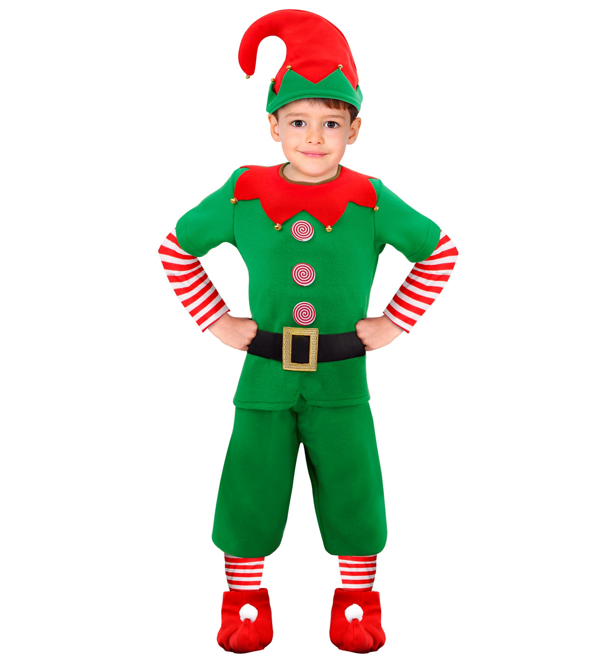 Costume Vestito Abito Travestimento Carnevale Natale Elfo Aiutante di Babbo Natale Bambino