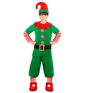 Costume Vestito Abito Travestimento Carnevale Natale Elfo Aiutante di Babbo Natale Bambino