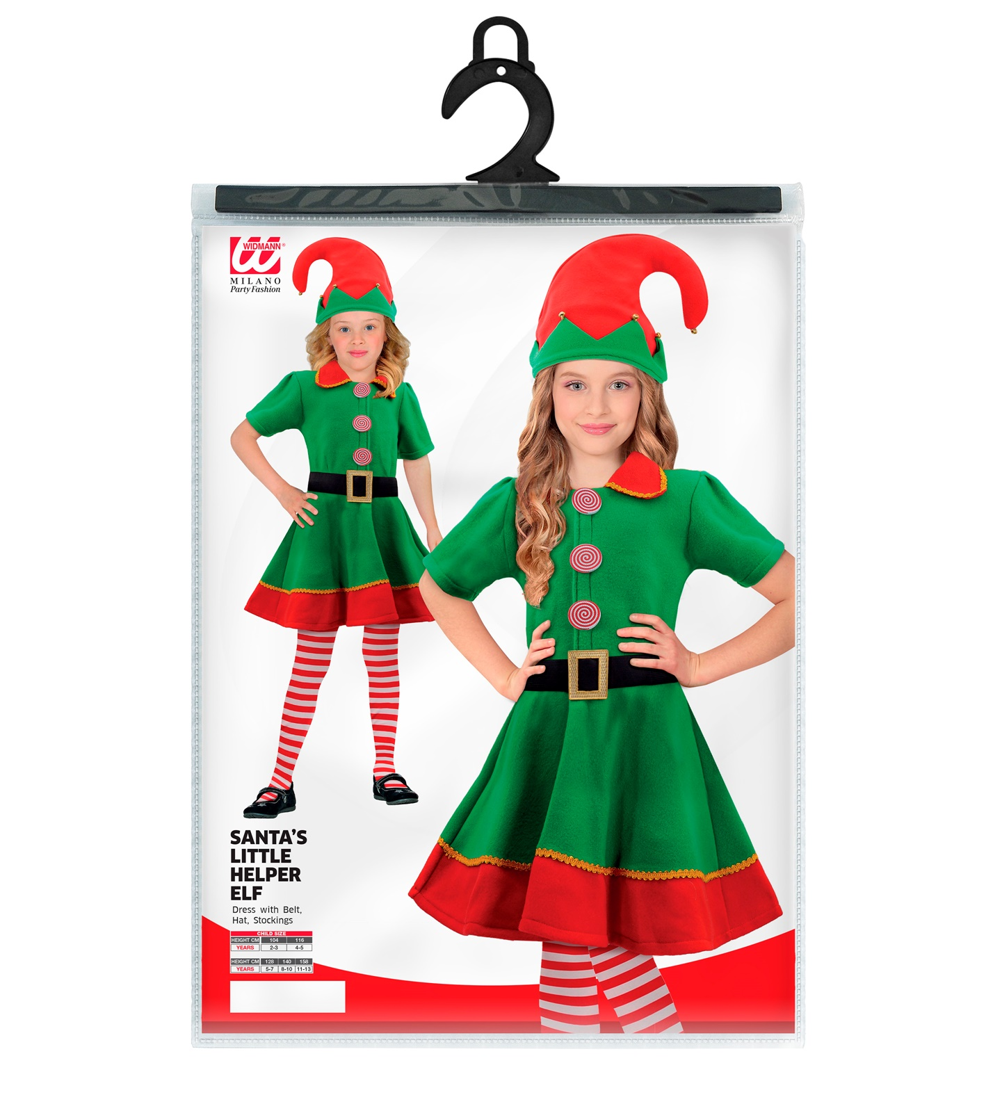 Costume Vestito Abito Travestimento Carnevale Natale Elfo Aiutante di Babbo Natale Bambina