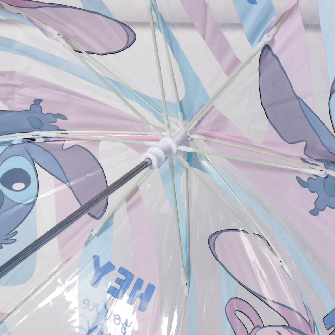 Ombrello Stitch e Angel DISNEY Trasparente Cupola Manuale 8 Raggi Bambino - 0750