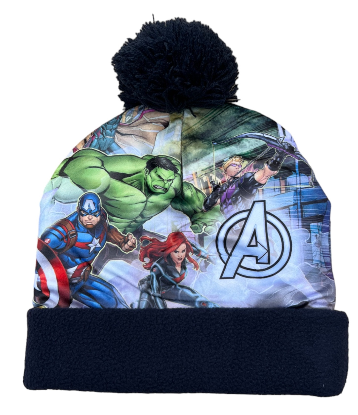 Cappello Invernale Avengers MARVEL con Risvolto e Pon Pon per Bambini - M07077mc